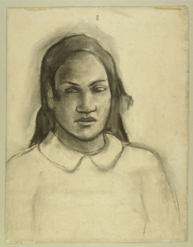 Gauguin | Online Scholarly Catalogue | Art Institute of Chicago | Interactive image showing woman's head