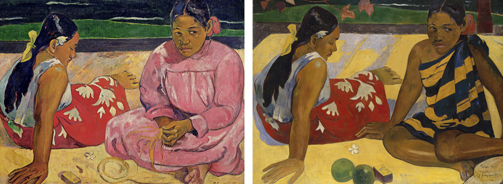 Gauguin | Online Scholarly Catalogue | Art Institute of Chicago | Left, Tahitian Women on the Beach; Right, What's New
