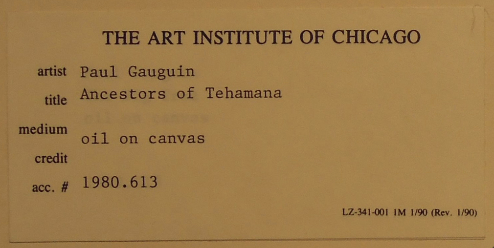 Gauguin | Online Scholarly Catalogue | Art Institute of Chicago | 80.613_label l