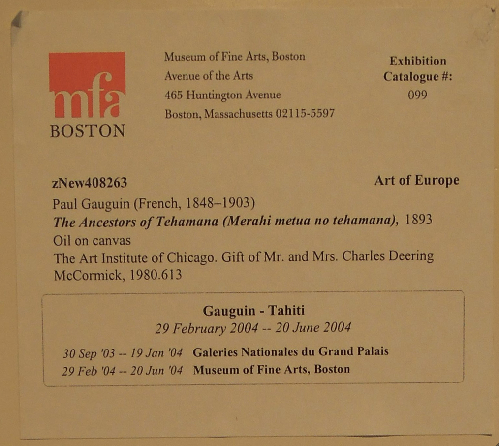Gauguin | Online Scholarly Catalogue | Art Institute of Chicago | 80.613_label o