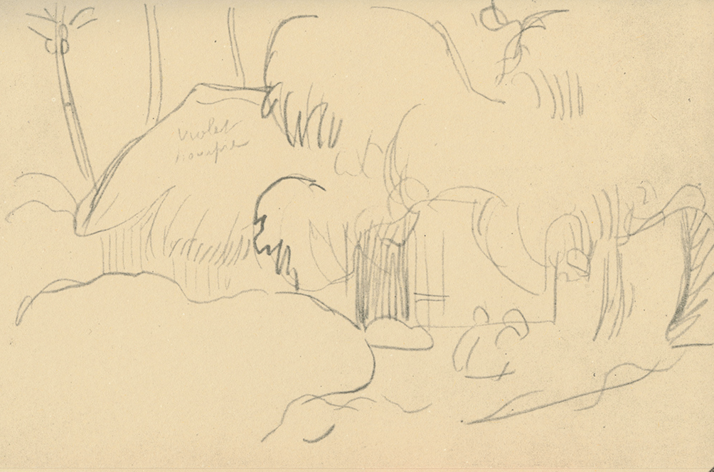 Original Single Line Contour Drawings on Handmade Muted Mauve Paper with Deckle Edge Original Single Line Contour Drawings on Handmade Muted Mauve Paper with Deckle Edge