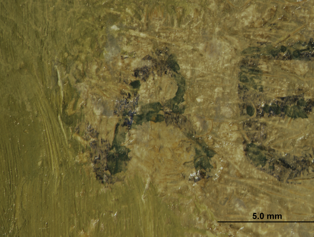 Gauguin | Online Scholarly Catalogue | Art Institute of Chicago | Photomicrograph showing inscription