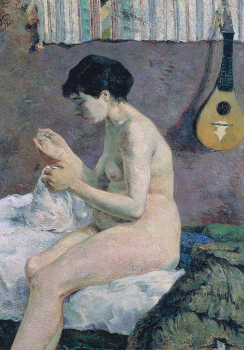Paul Gauguin (French, 1848–1903). Nude Study (Woman Sewing), 1880. Oil on canvas; 114.5 × 79.5 cm (45 1/8 × 31 5/16 in.). Ny Carlsberg Glyptotek, Copenhagen.