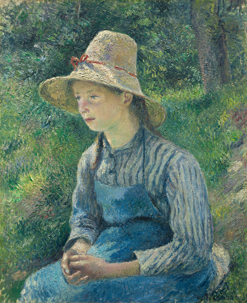 Camille Pissarro (French, 1830–1903). Young Peasant Girl Wearing a Straw Hat, 1881. Oil on canvas; 73.4 × 59.6 cm (28 15/16 × 23 1/2 in.). National Gallery of Art, Washington, D.C.