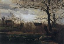 Camille Pissarro (French, 1830–1903). The Pond at Montfoucault, c. 1864. Oil on panel; 33 × 49 cm (13 × 19 5/16 in.). Hebrew Union College Skirball Museum, Los Angeles, gift from an anonymous donor in 1981 to the museum.