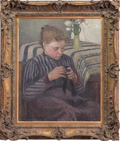 Current Frame for Pissarro's Woman Mending, 1895. The Art Institute of Chicago, 1959.636.
