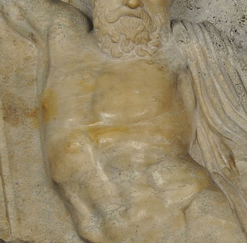 Roman Art | Online Scholarly Catalogue | Art Institute of Chicago | Detail of Relief of a Falling Warrior, 2nd century A.D.