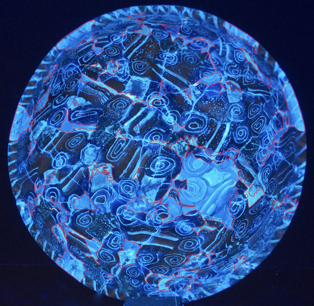 Roman | Online Scholarly Catalogue | Art Institute of Chicago | UV image showing resin fills