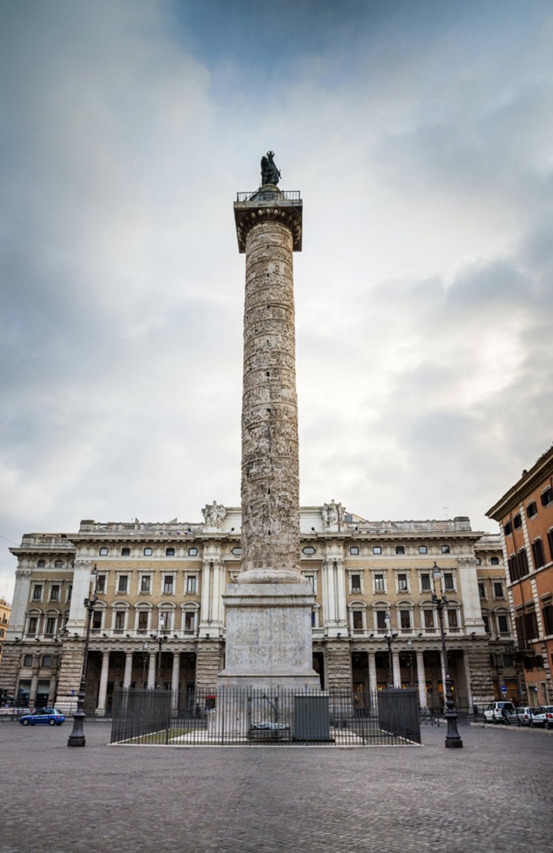 Roman Art | Column of Marcus Aurelius, A.D. 172/75. Marble with later bronze statue of St. Paul. Piazza Colonna, Rome. | Online Scholarly Catalogue | Art Institute of Chicago