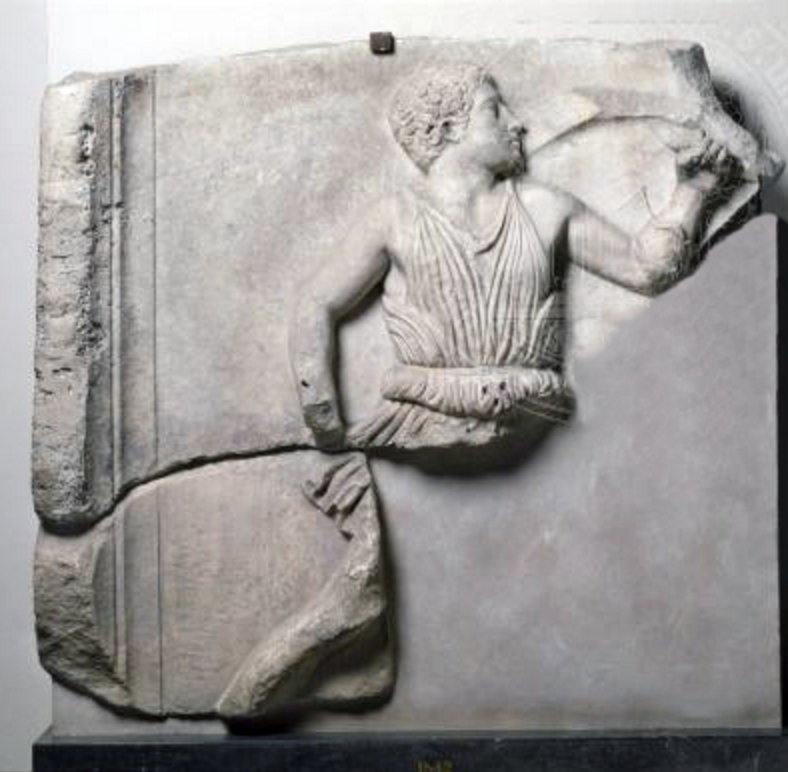 Relief of a Greek warrior in Antikensammlung, Staatliche Museen, Berlin
