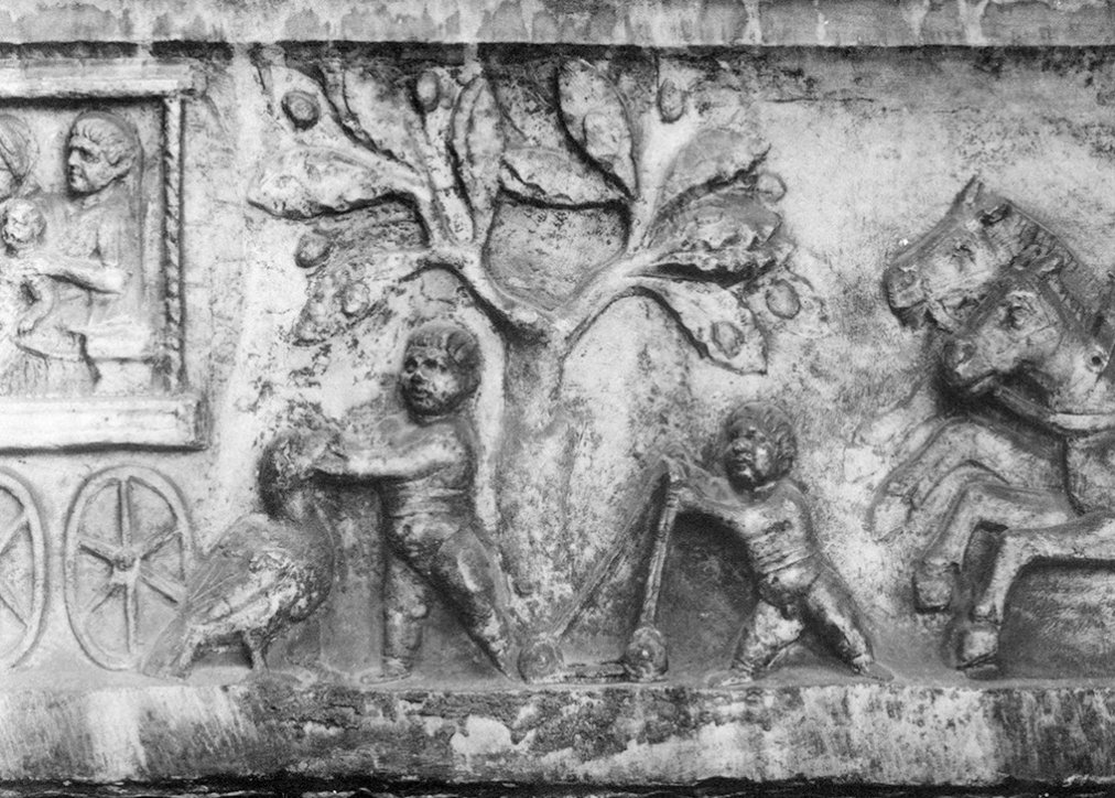 Roman Art | Online Scholarly Catalogue | Art Institute of Chicago |  Boy with a goose on a Trajanic sarcophagus; in Keith Bradley, “The Sentimental Education of the Roman Child