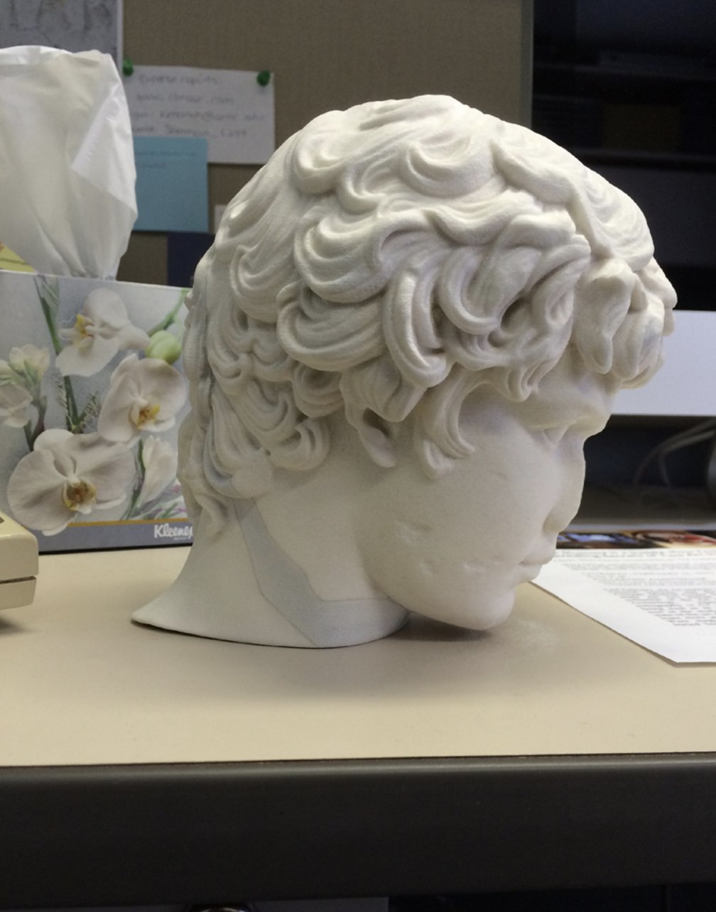 A printed full-scale model shows the complete integration of the head of the Bust of Antinous