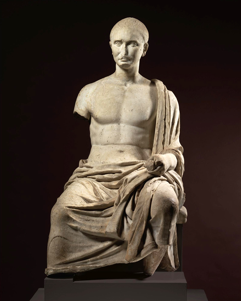Funerary Statue of an Augustan poet, formerly Albright-Knox Art Gallery, in Paul Zanker, The Mask of Socrates: The Image of the Intellectual in Antiquity, trans. Alan Shapiro (University of California, 1995), p. 215, fig. 112 