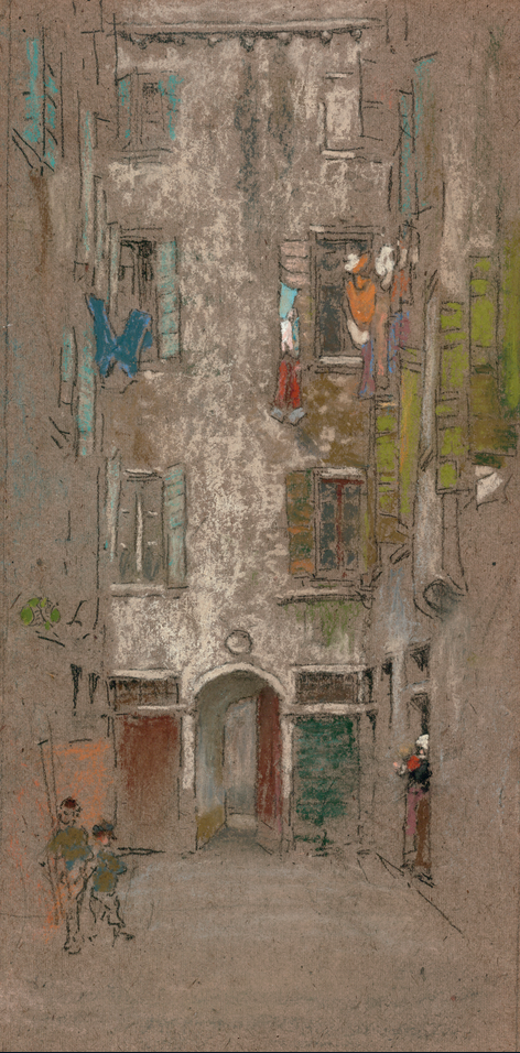 James McNeill Whistler (American, 1834–1903). Corte del Paradiso, 1880. Pastel and   black chalk on brown wove paper with fibrous inclusions; 301 × 14  mm. The Art   Institute of Chicago, Walter Aitken, Margaret Day Blake, Harold Joachim Memorial,   Celia