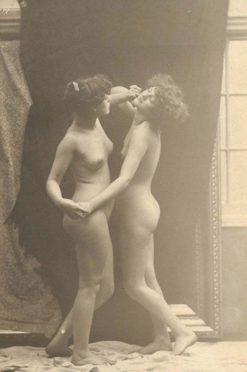 Edward Linley Sambourne (English, 1844–1910). Hetty and Lilly Pettigrew nude – get   title from RBK&C), 1891. Platinum bromide photograph on paper (confirm); 424 ×   640 mm (confirm). RBK & C.